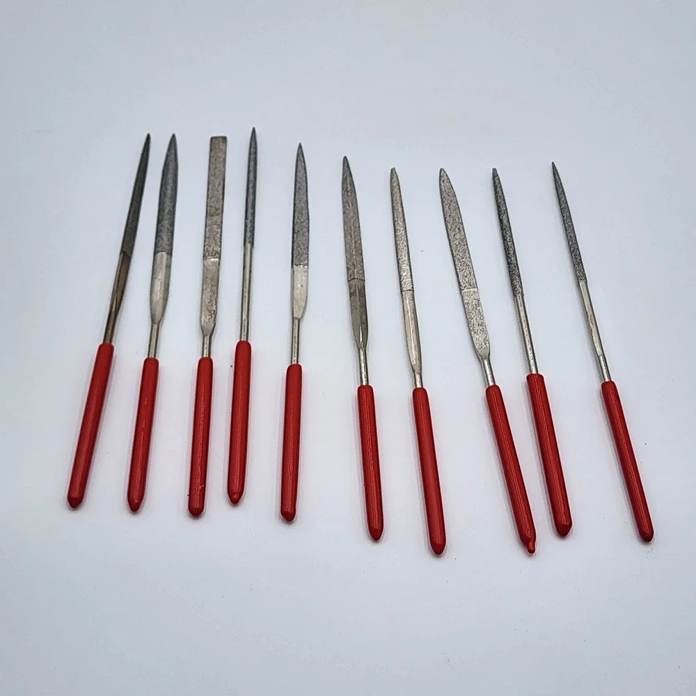Diamond Coated Needle File Set 140x3mm 10 Piece Set Original Sleeve New Unused